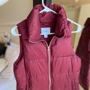 Maroon red puffer vest